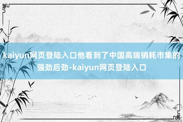 kaiyun网页登陆入口他看到了中国高端销耗市集的强劲后劲-kaiyun网页登陆入口